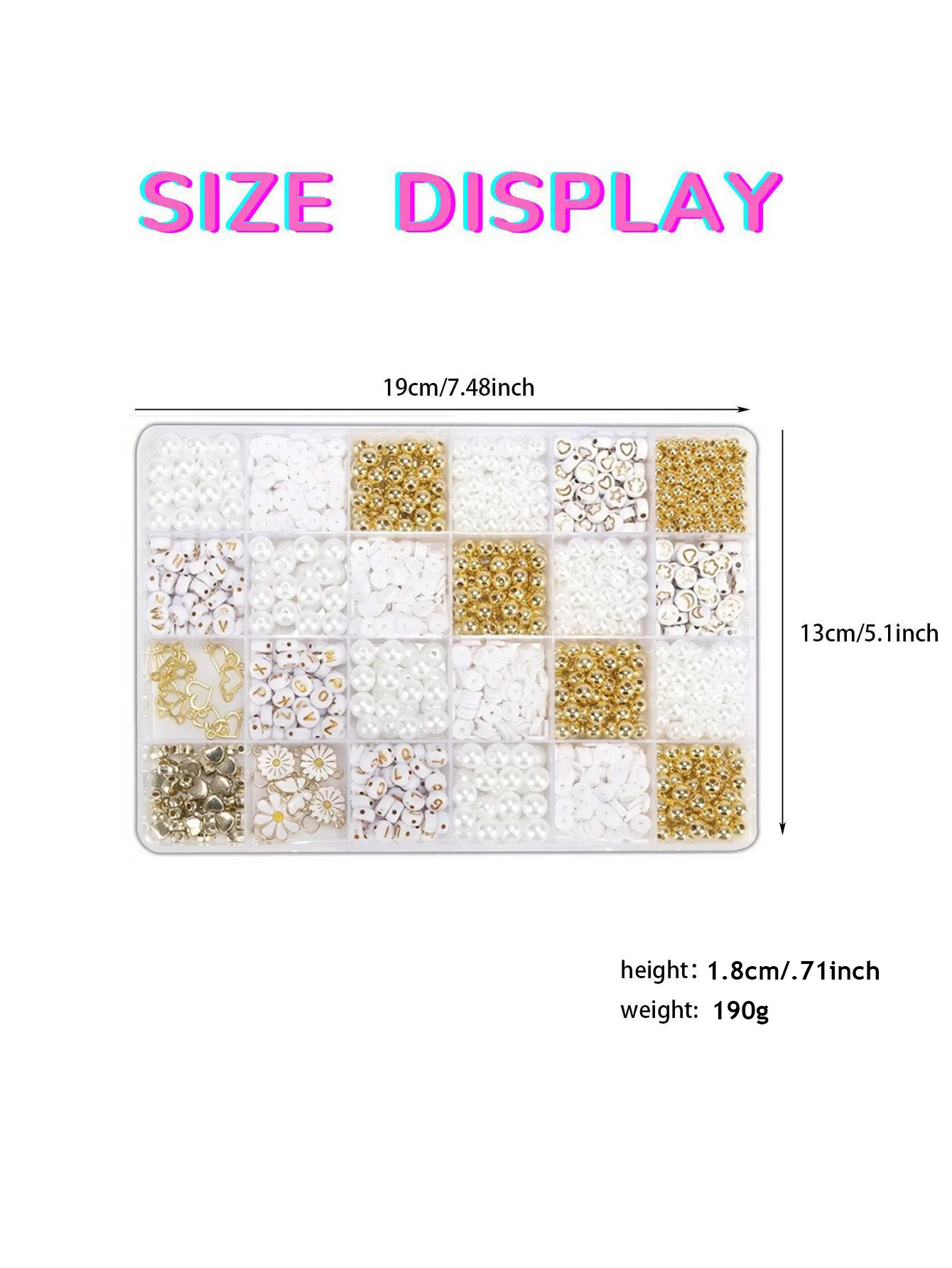 Clay Beads DIY Jewelry Making Kit, Simplistic Style Daisy Charms,  Golden Spacer Beads, White Glossy Plastic Pearls & Alphabet - 2