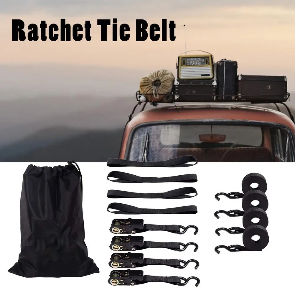 Ratchet Tie-Down Strap Motorcycle Fixed Heavy Cargo Trailer Transportation S-hook Tie-down Strap Tensioner For Cars 1 Inch