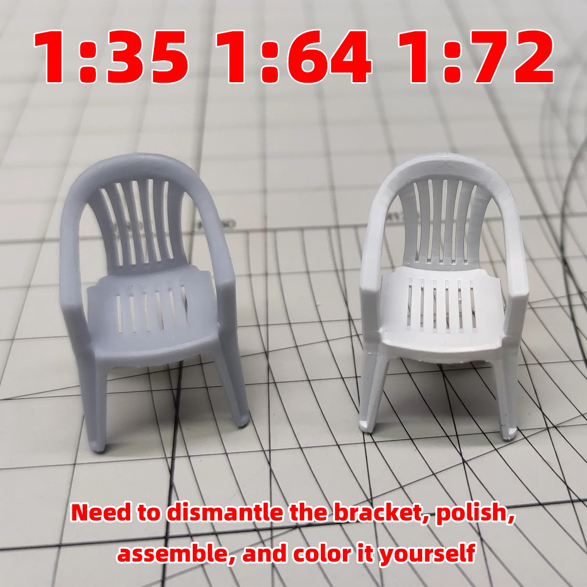 조립식 플라스틱 스툴 사각 스툴 야외용 의자 소프트 장식 모래 테이블 디오라마 스케일 모델 키트 1/72 1/64 1/35 1/32