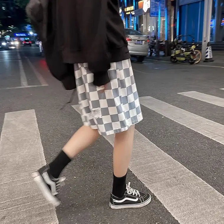 American High Street Plaid Shorts Summer Thin Casual Loose Men's Women Retro Fashion Brand Pants 2023 New