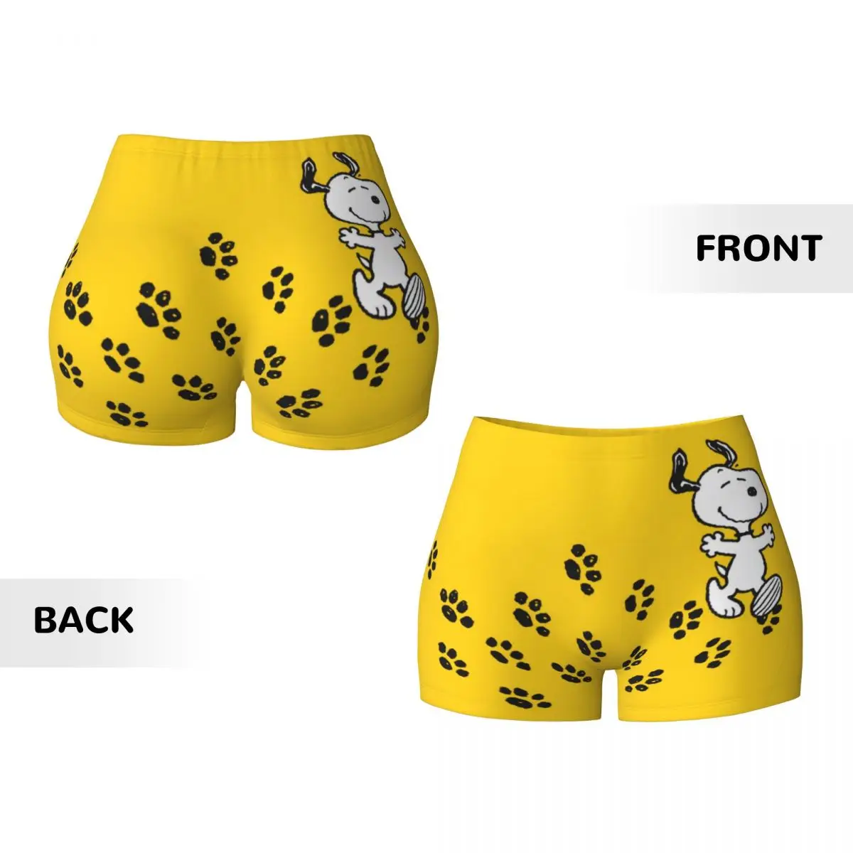 Snoopy Paw Print Path Biker Running Workout Shorts Women's Cartoon Comic Dog Athletic Gym Yoga Shorts