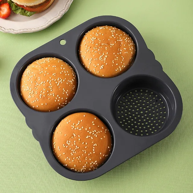 Hamburger Bun Pan, Round Bread Pan, 230℃ Heat Resistant 7 Cavity Muffin Pan,  Non-stick Silicone Baking Cupcake Mold, Baking Tools, Kitchen Gadgets,  Kitchen Accessories - Temu