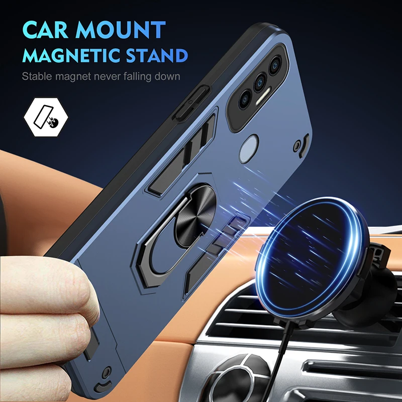 Heavy Duty Armor Shockproof Case with Magnetic Stand and Hard Back Cover