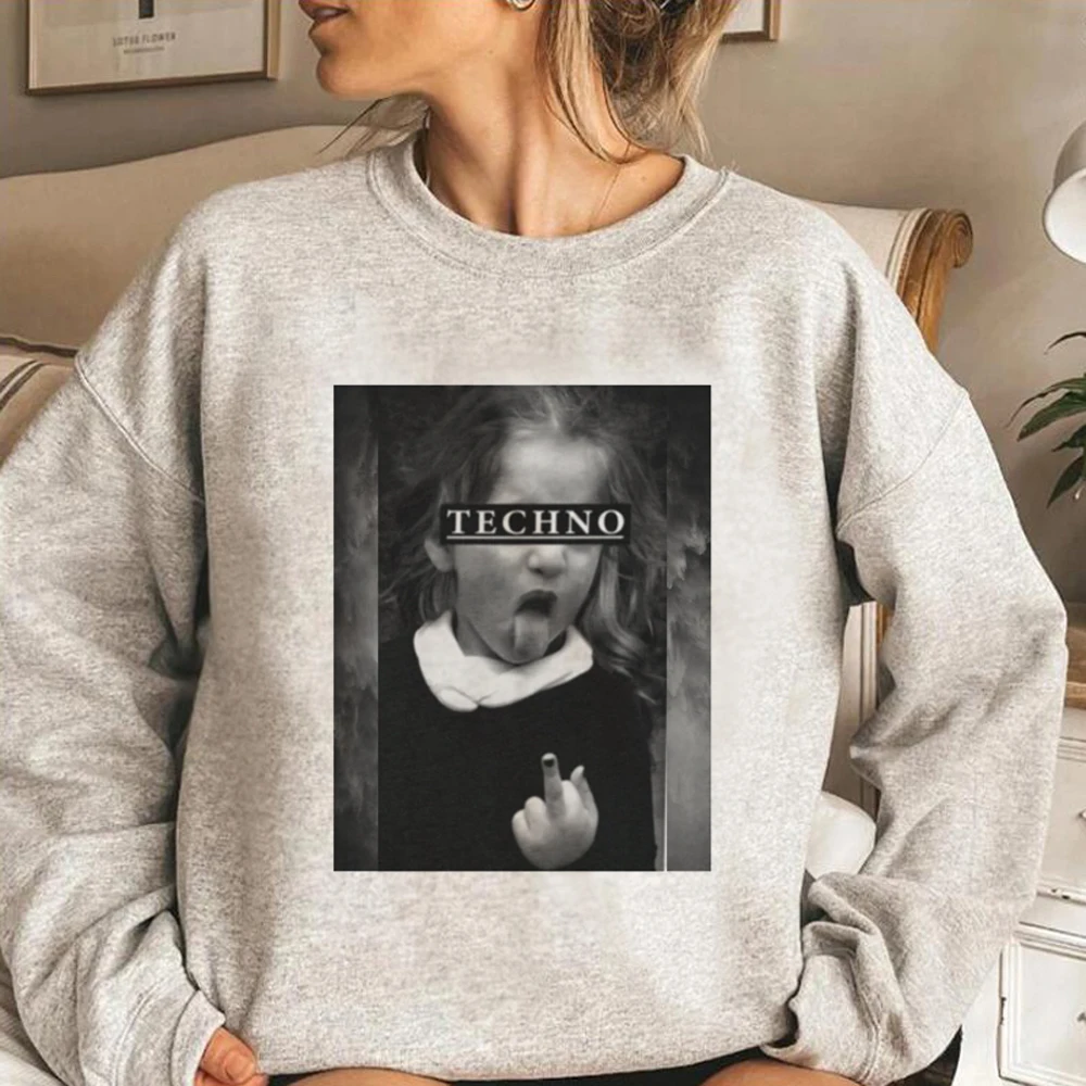 

Techno hoodies women graphic Winter japanese Hooded Shirt women Winter clothes