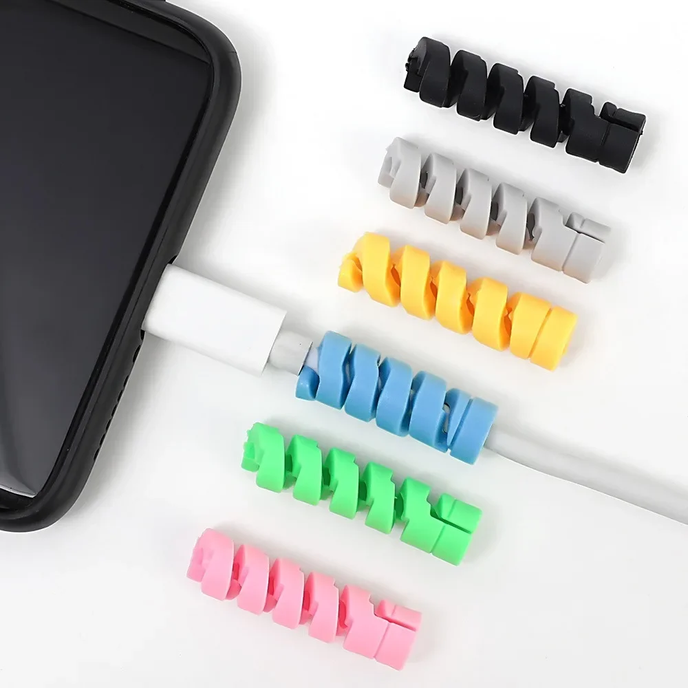 12-1Pcs 나선형 케이블 보호기 유연한 충전 와인더 와이어 충전기 케이블 보호 커버 아이폰 USB용 케이블 와인더 정리기
