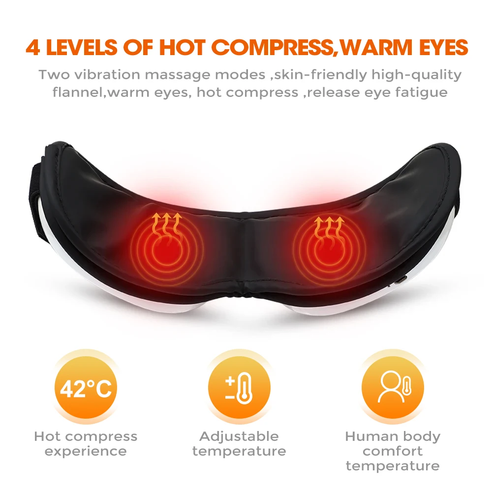 Smart Eye Massager with Hot Compress Bluetooth Music Vibration Portable Eyemask for Relaxing Fatigue Dry Eyes Eye Care Device