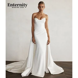 Romantic Mermaid Wedding Gown Strapless Sweetheart Wedding Dress Robe De Mariée Backless Sleeveless Sweep Train Bride Dresses