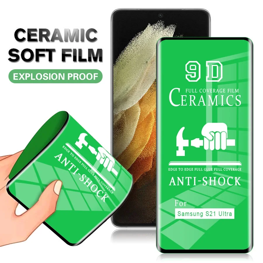 

50Pcs 9D Soft Ceramic Film Matte For Samsung S21 S23 Ultra S22 Plus S20 S10 S9 S8 Note 20 Full Cover Screen Protector Glass