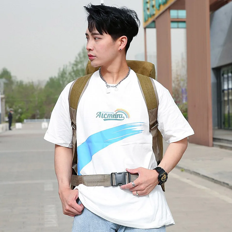Large Capacity Men's Thickened Canvas Travel Backpack Outdoor Tactical Hunting Training Large Mountaineering Storage Backpack