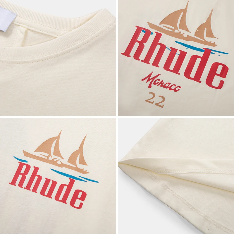 

New Fasion Vintage Rhude T Shirt Men Women Oversized T-shirts Tops Tee Hip Hop Clothes