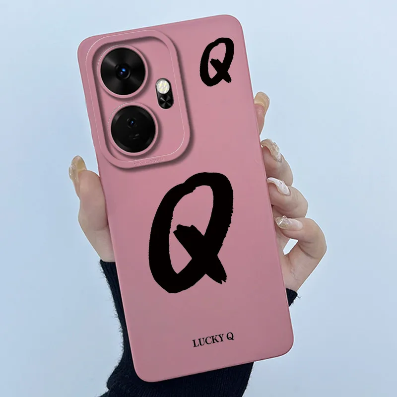Shockproof Liquid Silicone Soft TPU Case with Lucky Initial Design