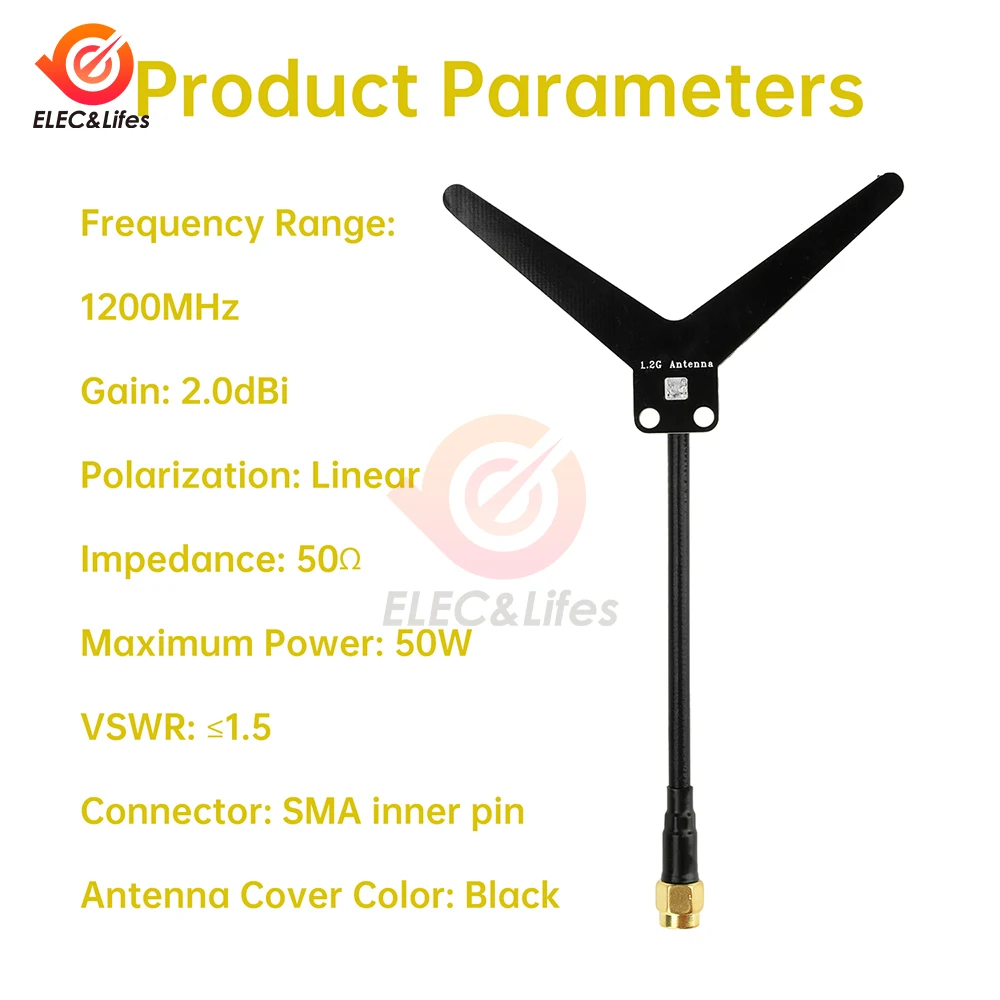 Antenne FPV 1.2GHz 2.0dBi SMA 50W pour Drone Course