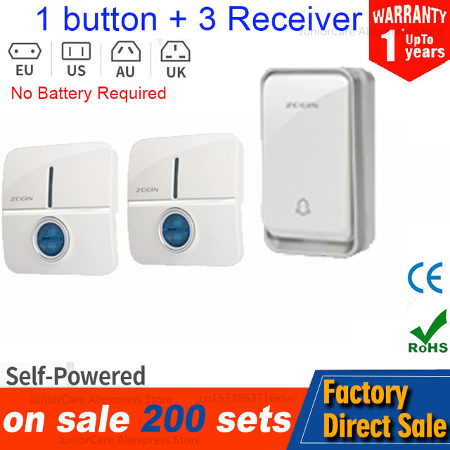 Self Powered Waterproof Wireless Doorbell Smart Home Without Battery Doorbell With Ringtone 150M Remote Receiver Bell