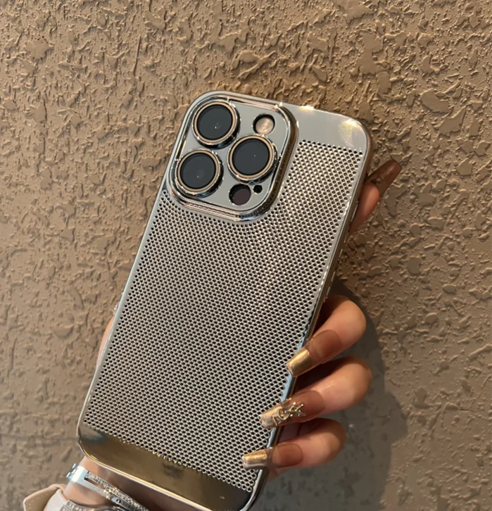 【 High Quality 】 Silver Plated Heat Dissipation Phone Case iphone15 New iPhone 15Promax Premium 13 Sets 14 Anti Drop 12_voghion.com