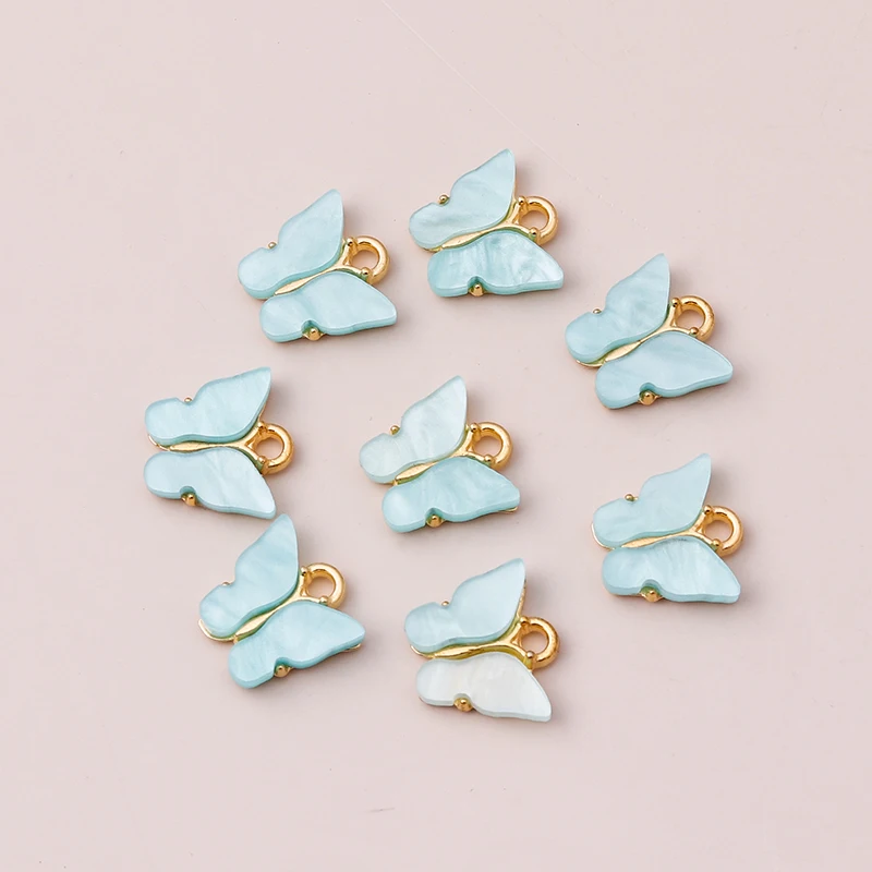 ?   20pcs 13x13mm 귀여운 다채로운 아크릴 나비 매력 펜던트 목걸이 귀걸이 팔찌 DIY 공예 보석 만들기