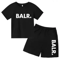 Kids T-shirt Summer Sunshine Brand Monogram Print Short Sleeve+Shorts 2P Boys Girls Toddler 3-12years Leisure Sports Jogging Set