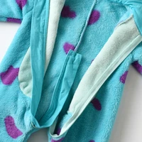 1-5years Kids Infant Fleece Jumpsuit Pajamas Cartoon Monster Horn Hooded Warm Thicken Winter Rompers Snowsuit For Girls And Boys 6