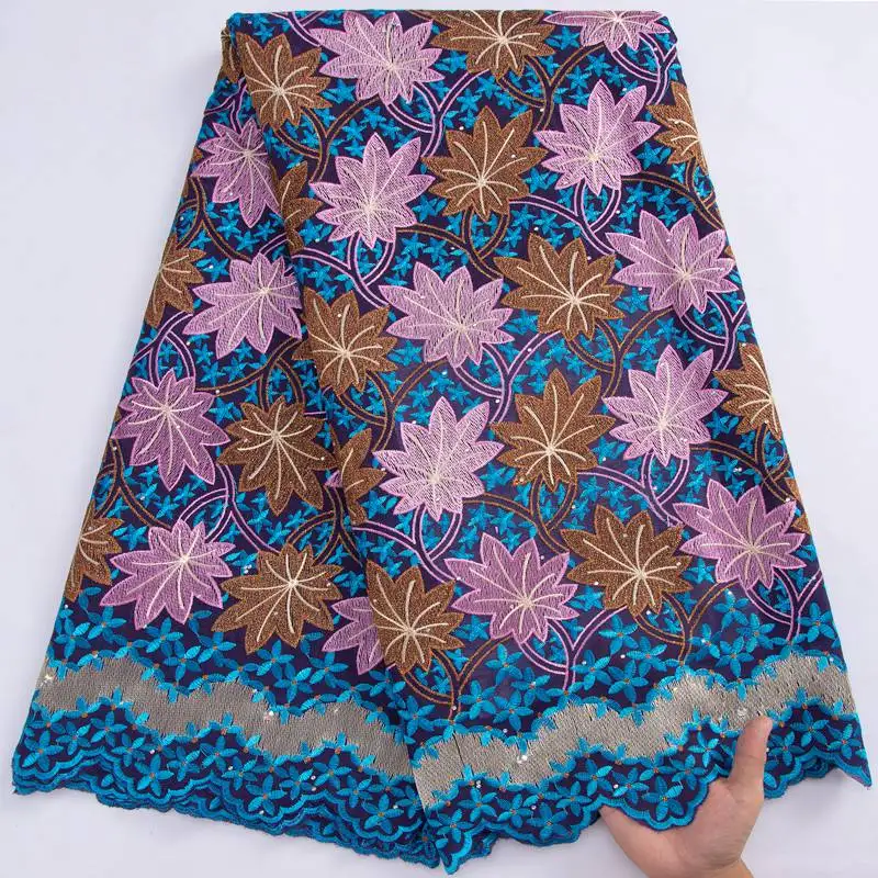 

Африканская кружевная ткань высокого качества 2022 Нигерия хлопковая кружевная ткань вышивка швейцарская вуаль кружевная ткань для вечернего платья 5 ярдов S3106