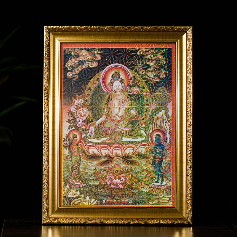 チベットタンカ壁アート家の装飾仏絵画モダンなフレーム入り吊り