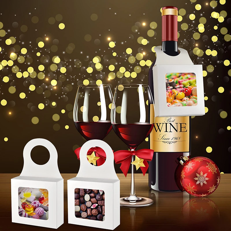 30Pcs Kraft Paper Wine Bottle Gift Boxes with Transparent Window – Hanging Foldable Rec... - SKU PWBB2044 - UGI Packaging