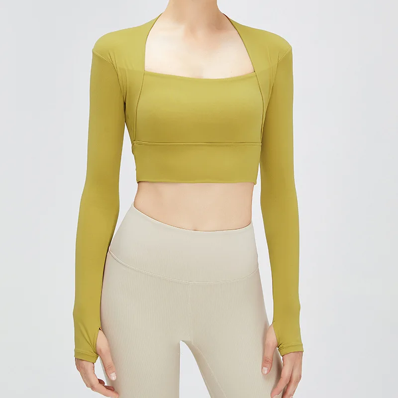 

Cover Up Shawl Fake Two-piece Fitness Suit with Chest Pad Dance Workout Top Women's Sports Top Yoga U-neck Absorbing Yoga Shirt