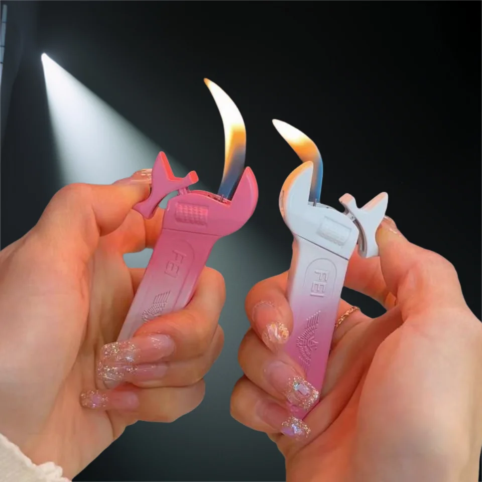 New Inflatable Lighter Butane Torch Cute Mini Pink Metal Lighter Smoking Gadgets For Men Open Flame Cigarette Gift