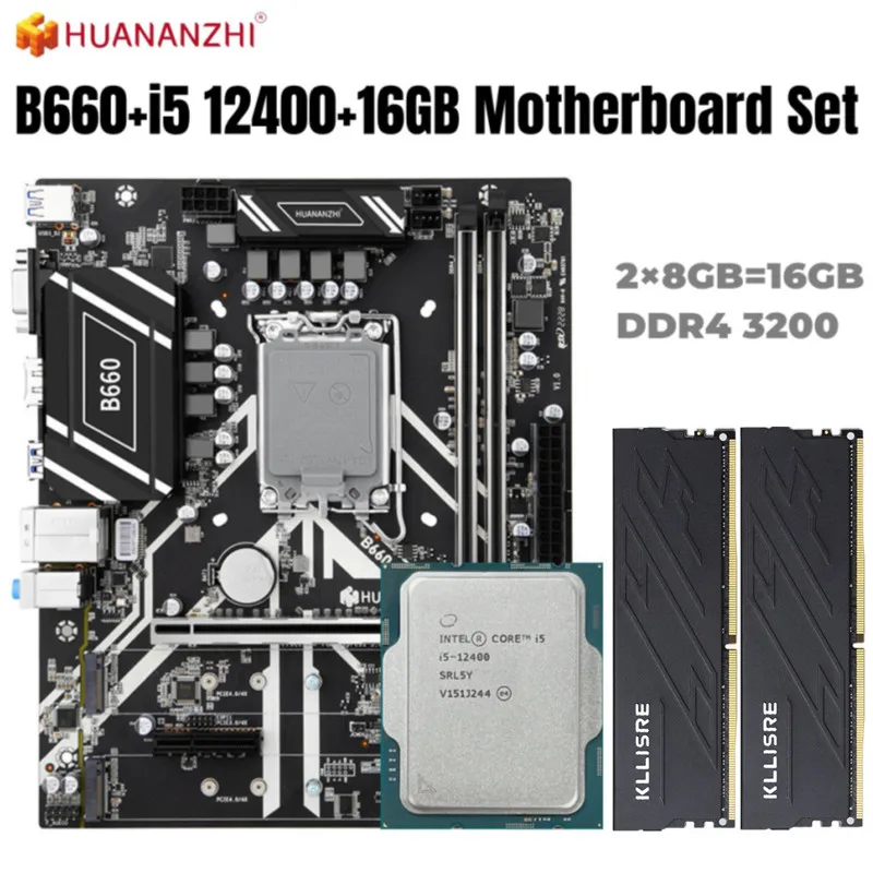HUANANZHI B660 Kit Intel Core i5 12400 2*8GB = 16GB Memory DDR4 