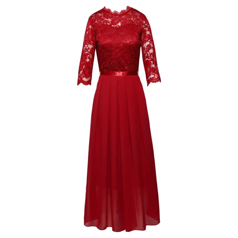 

Новинка лета 2023, шифоновое кружевное платье-макси в стиле пэчворк с круглым вырезом, вечернее платье, женская одежда, женская одежда 2594