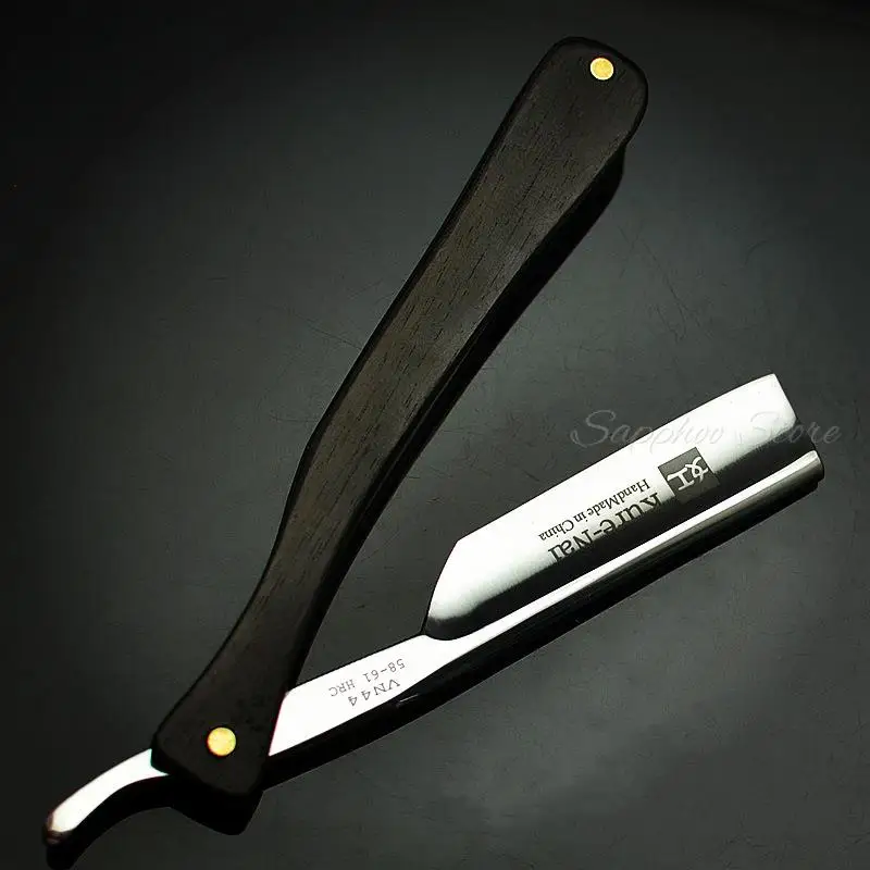 4pcs/set Classic S45C Carbon Steel Straight Edge Salon Barber Shaving Razor Shaver Ebony Handle SHAVING RAZOR Barber Tools G0307 6