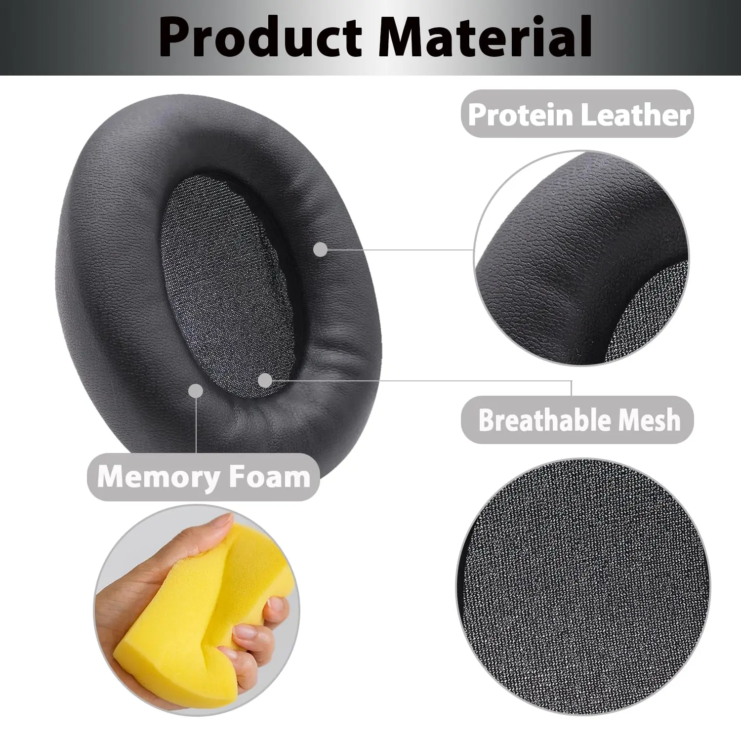 Replacement Ear Pads for Skullcandy Crusher ANC 2 Noise Canceling Wireless Headphones,Protein Leather Replacement Earpads