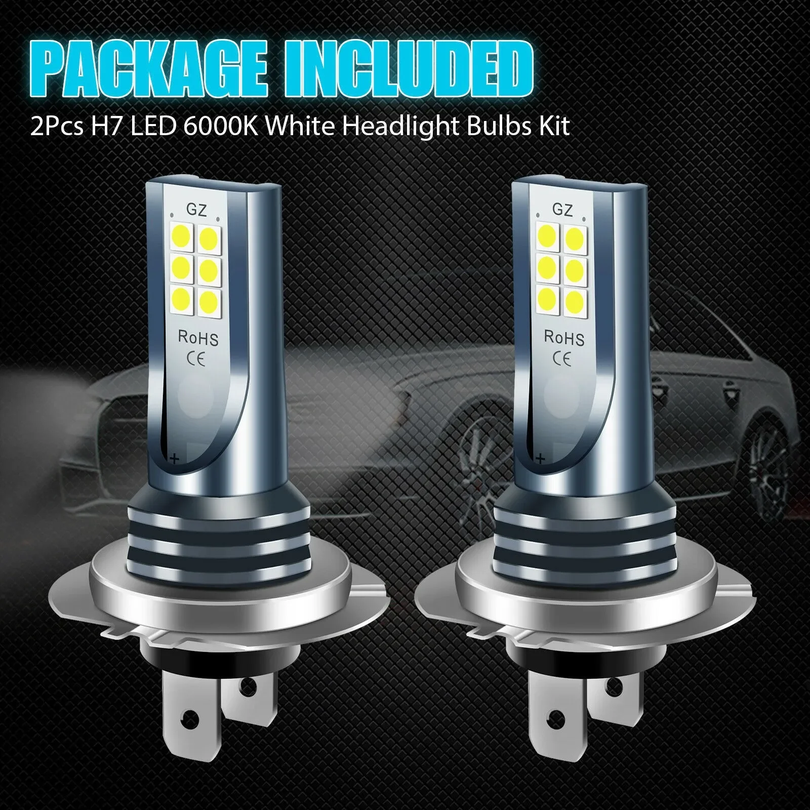 2Pcs H4 H7 LED Headlight H1 H3 H7 H4 H11 Car Fog Light LED Bulbs 9005 9006 Hb3 Hb4 Auto Driving Running Lamps 12000LM 12V 6000K