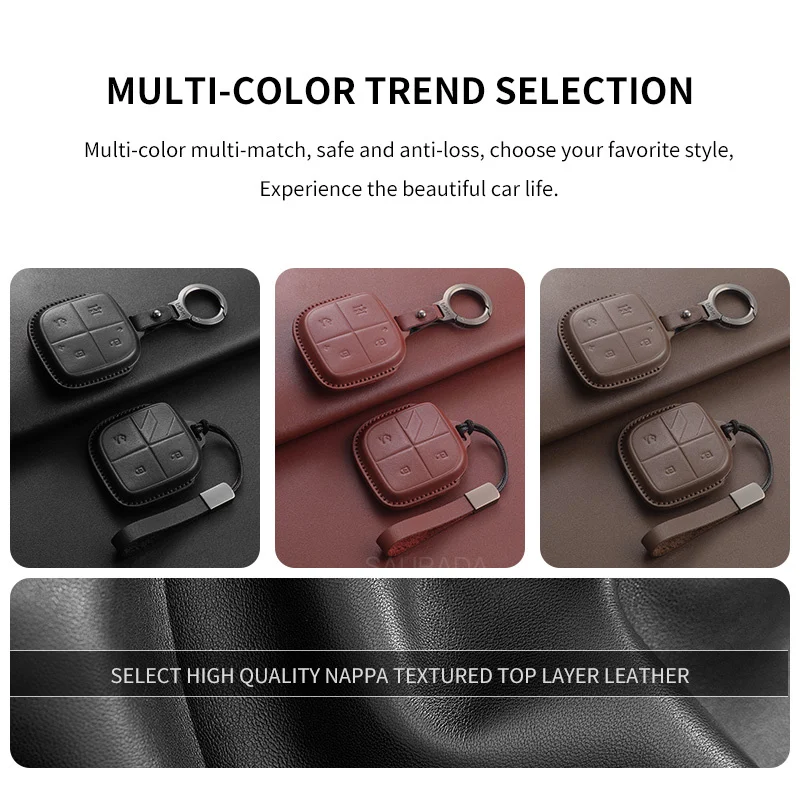 Genuine leatherCar Remote Control Key Case Cover Shell Fob For LYNK&CO 01 02 03 03+ 05 06 07 08 09 Car Keychain Accessories