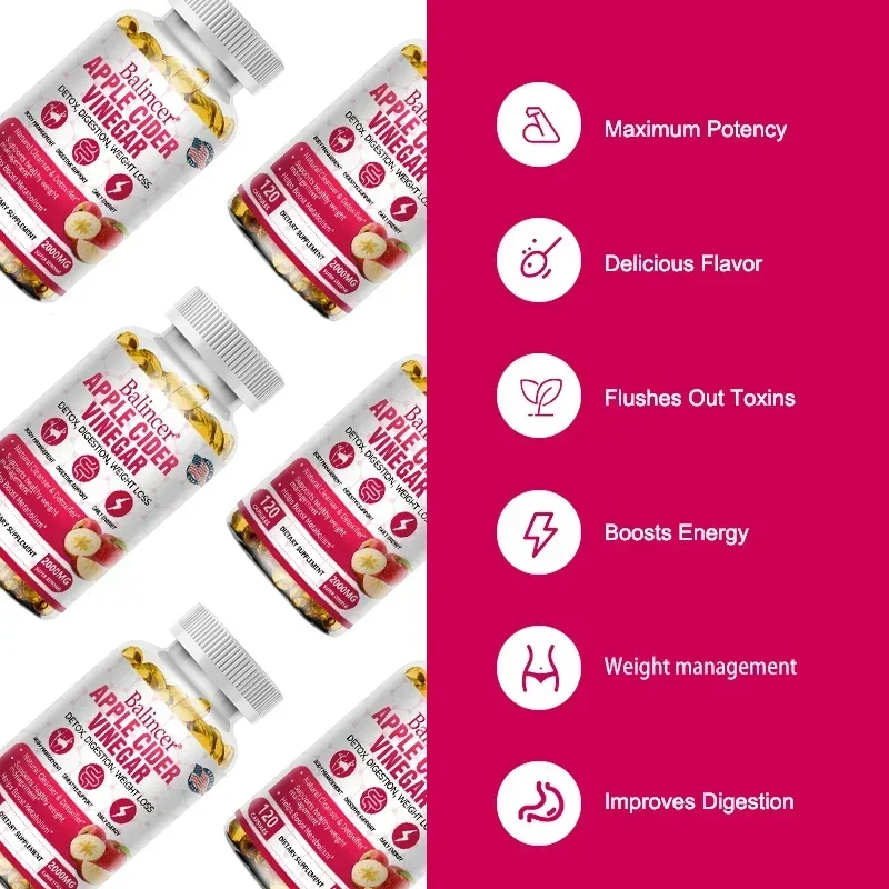 Apple Cider Vinegar Capsules-Natural cleansing and digestion, helps promote metabolism and fat accumulation