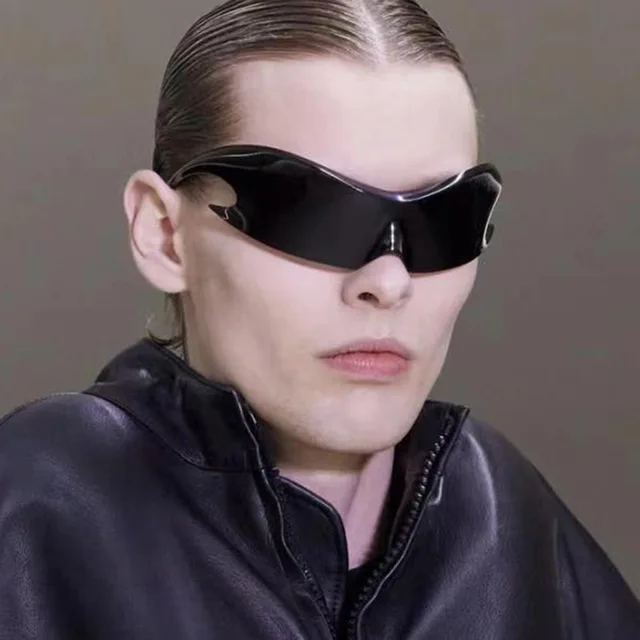 Y2K Rimless One Diece Wrap Körül A Napszemüvegek Új Divatos Sportok Kerékpáros Egyedi Szabálytalan Napsütemények Tervezője - Image 2