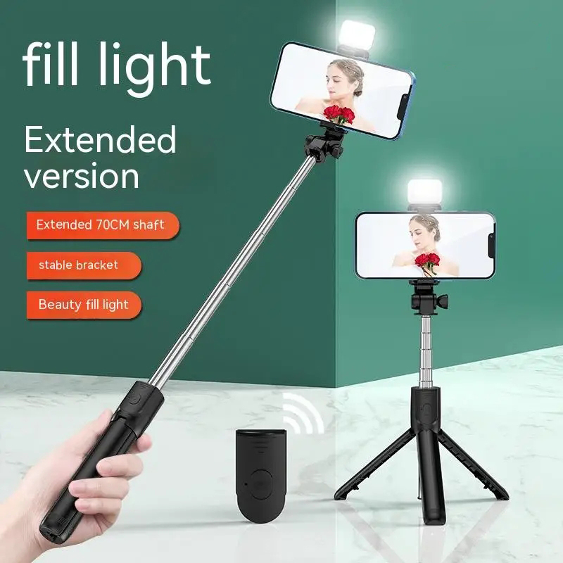 Wireless Bluetooth Selfie Stick Tripod with Led Fill Light Foldable Bracket for Smartphones for Youtube Tiktok Video Live Holder