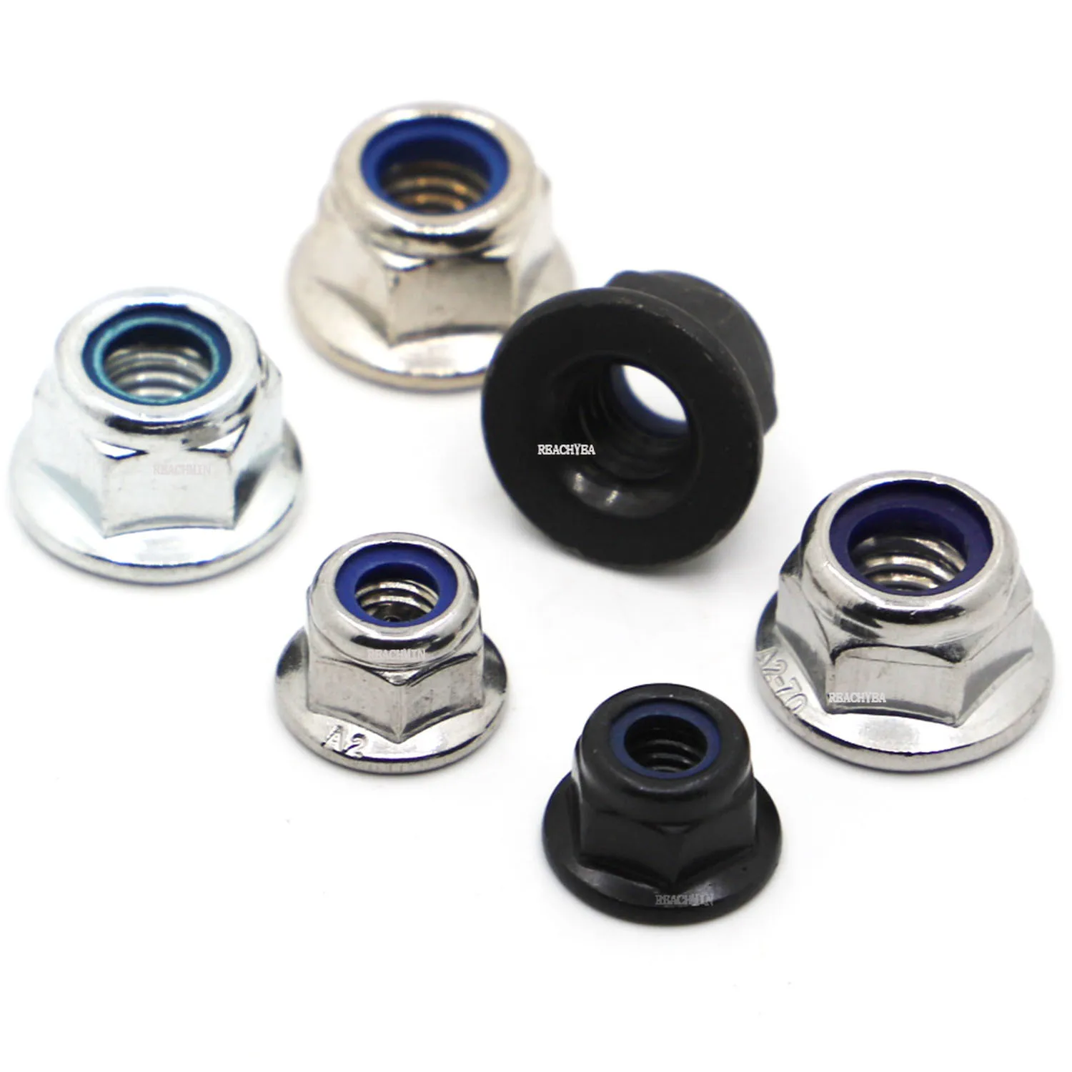 M3 M4 M5 M6 M8 M10 M12 черно-белый углеродистый никель A2 нержавеющая сталь шестигранный фланец нейлоновая вставка самоблокирующаяся фиксирующая гайка Nylock Locknut