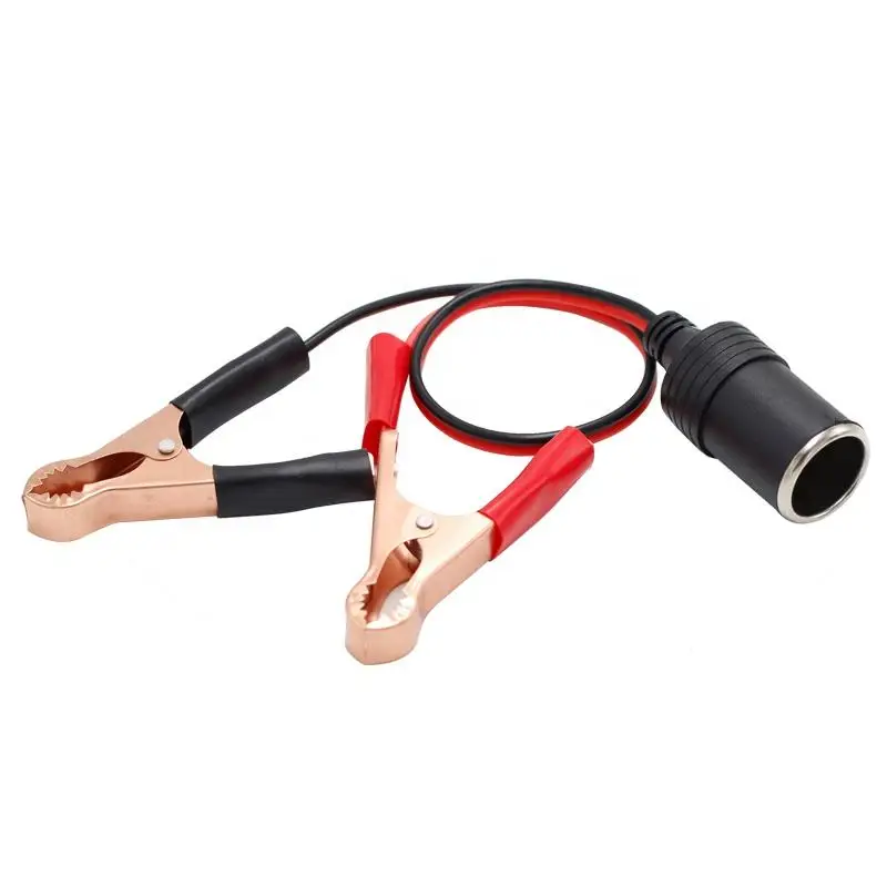 12V 24V Power Car Cigarette Lighter Female To Alligator Clip Extension Connector To Terminal Clip-on Battery Adapter Auto Socket