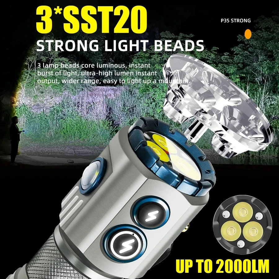 ̴ EDC , USB  LED ,  ׳ , RGB ̵ , ķ  , 2000LM 18350 ͸