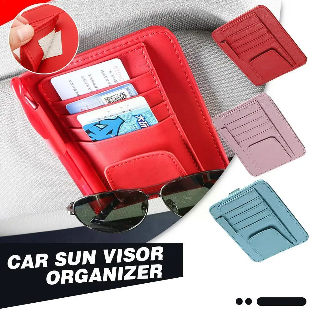 Car sun visor organizer multi pocket auto interior accessories pink