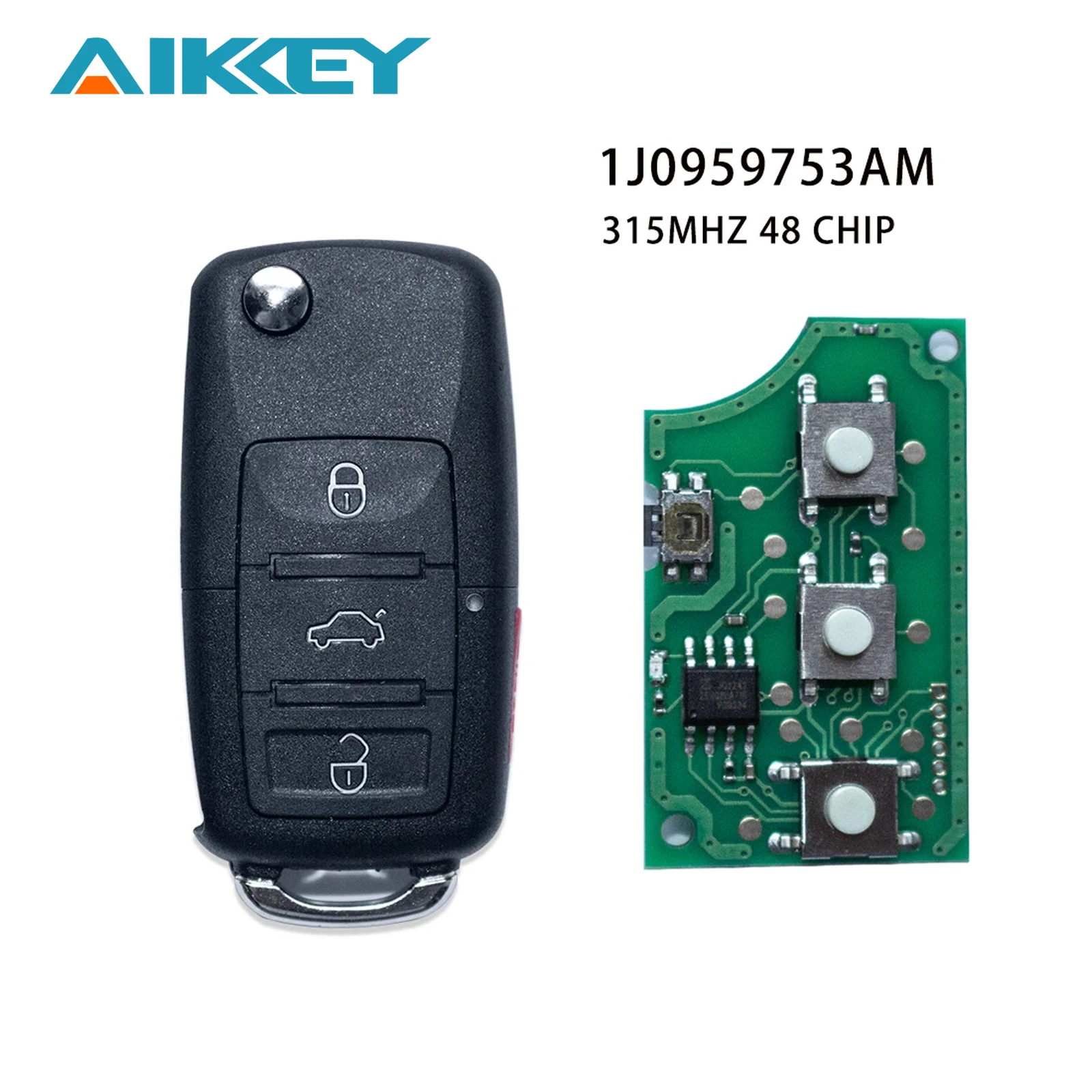 

Car Remote Key Fob Control Key Case 1J0959753AM for Volkswagen VW Beetle Golf Passat Jetta 315Mhz ID48 5FA008399-30 2000-2006