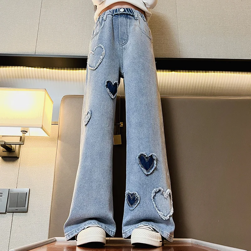 Girls Heart Denim Jeans 3