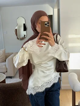 Satin Lace Patchwork Top 1