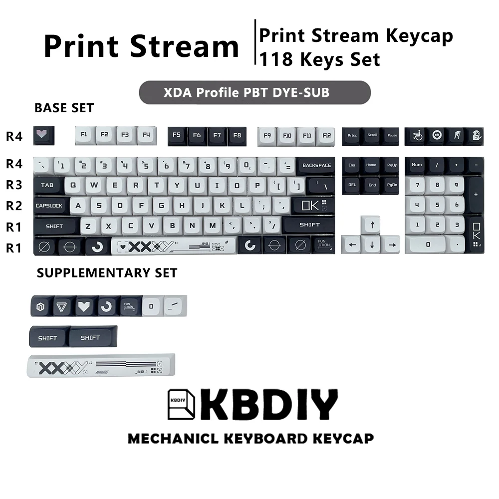 Kbdiy-pbt Keycaps Grupo Faça Você Mesmo Teclado Gaming Mecânico Personalizado Print Stream Perfil Xda mx Switch Dye-sub cs go 118 Chaves por Conjunto - Imagem 4