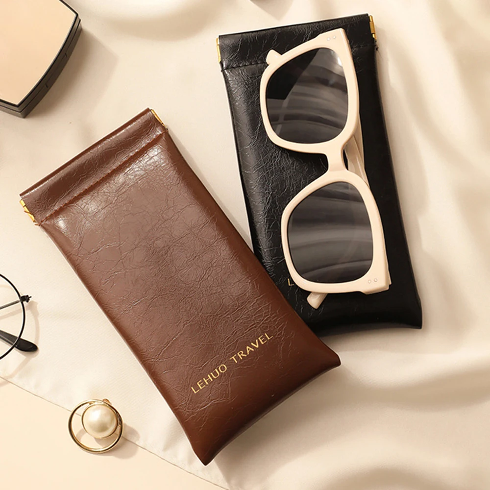 Portable Soft Leather Reading Glasses Bag Case Waterproof Solid Sun Glasses Pouch Simple Eyewear Storage Bags Eyewear Accessorie