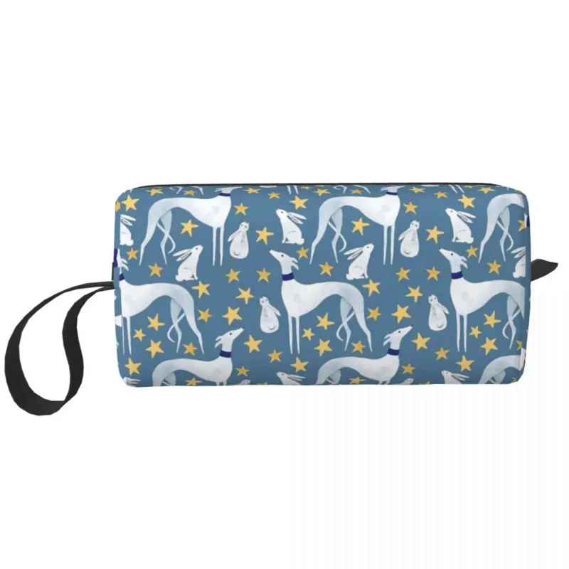 

Galgo Hare And Stars Cosmetic Bag for Women Makeup Bags Greyhound Whippet Dog Travel Waterproof Toiletry Bag Organizer Merch