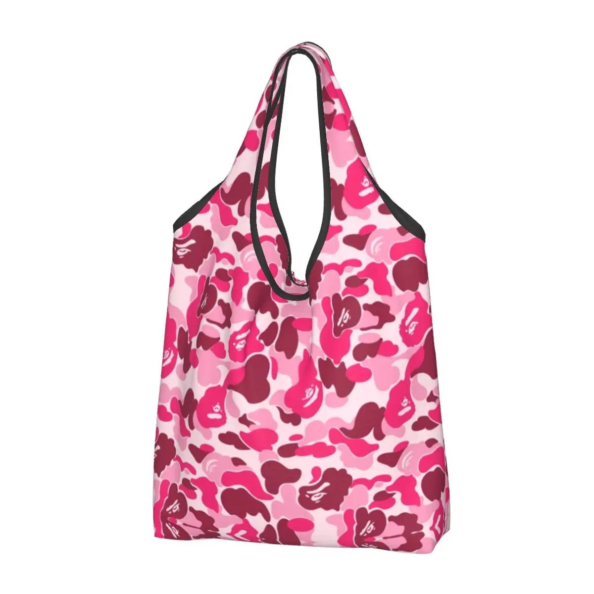 

Reusable Pink Camouflage Camo Shopping Bag Women Tote Bag Portable Groceries Shopper Bags