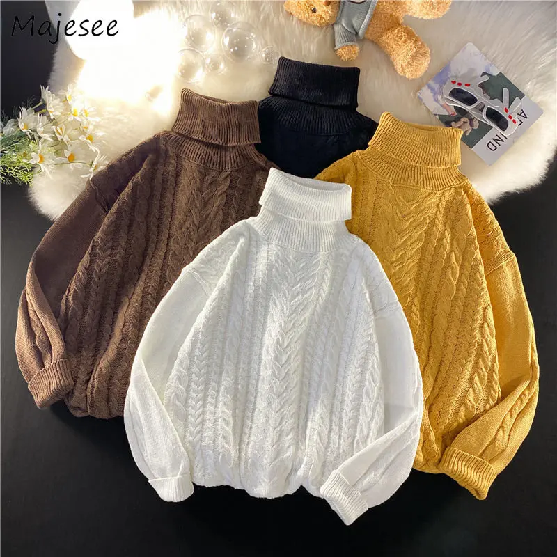 

Pullovers Men Turtleneck Ins Design Ulzzang Stylish Sweaters Basic Simply Teens Streetwear Male Unisex Popular College Warm New