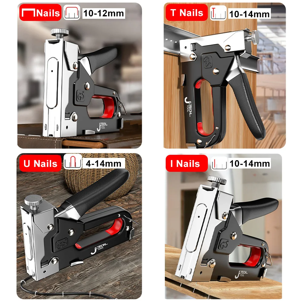 4 In 1 Manual Nailing Gun Construction Stapler Heavy Duty Air Nail Woodworking Special Staple Book Household DIY With 600 Staple 2