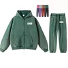 Custom LOGO2024 autumn winter new washed batik old sweater sweatpants 360G cotton polyester velvet thickened men's  women's suit 1