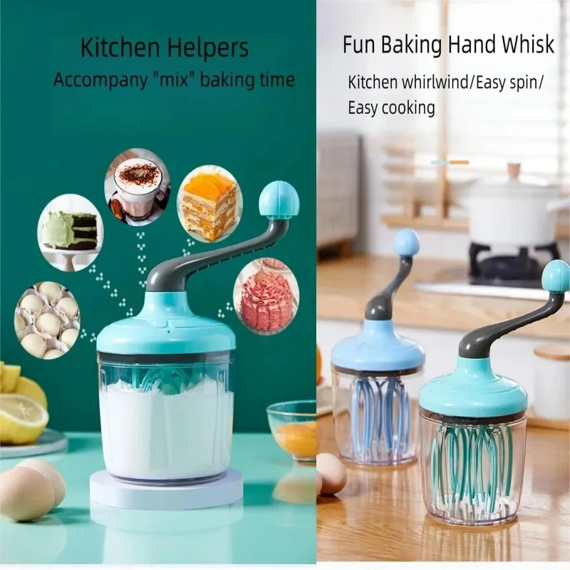 Egg Beater Hand Mixer Semi-Automatic Egg Whisk Milk Frother Handheld Mixer Hand Cranked Baking Tool